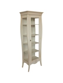 MOBILI 2G - Vetrina sagomata 1 porta legno shabby bianco anticato 71x48x204 (3095) vista frontale