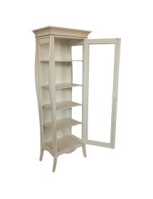 MOBILI 2G - Vetrina sagomata 1 porta legno shabby bianco anticato 71x48x204 (3095) vista frontale