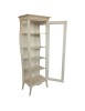 MOBILI 2G - Vetrina sagomata 1 porta legno shabby bianco anticato 71x48x204 (3095) vista frontale