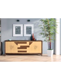 CREDENZA FRASSINO TABACCO PORO APERTO 2 PORTE CON PIEDI IN PLEXIGLA...