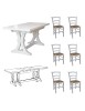MOBILI 2G - Set tavolo fratino bianco 160X85 180x85 180x100 arte povera allungabile con 6 sedie legno seduta paglia