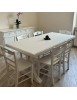 MOBILI 2G - Set tavolo fratino bianco 160X85 180x85 180x100 arte povera allungabile con 6 sedie legno seduta legno